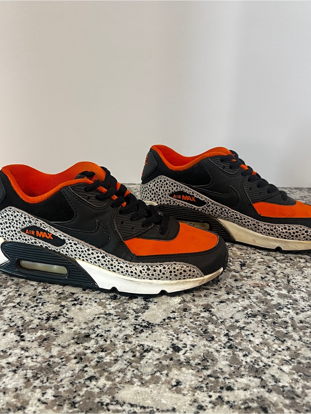 Nike Air Max 90 Safari Orange Black Sneakers GS 6Y Women’s 7.5